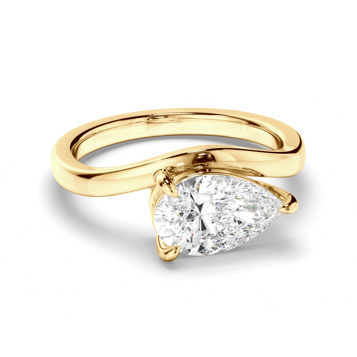 Pear Cut Diamond Wave Set Engagement Ring