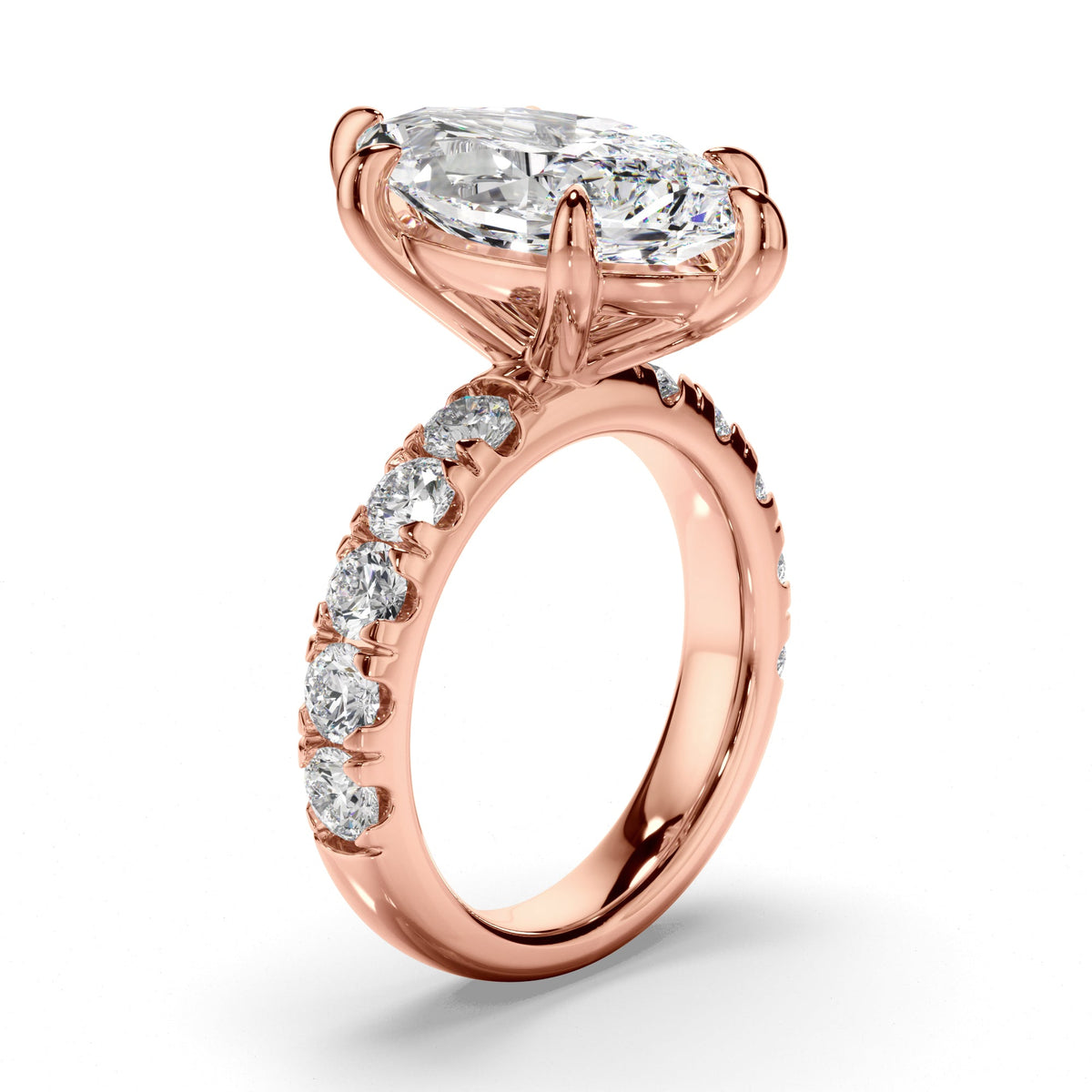 Marquise Cut Diamond Engagement Ring with Diamond Sides