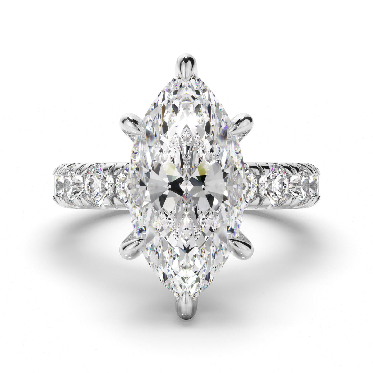 Marquise Cut Diamond Engagement Ring with Diamond Sides