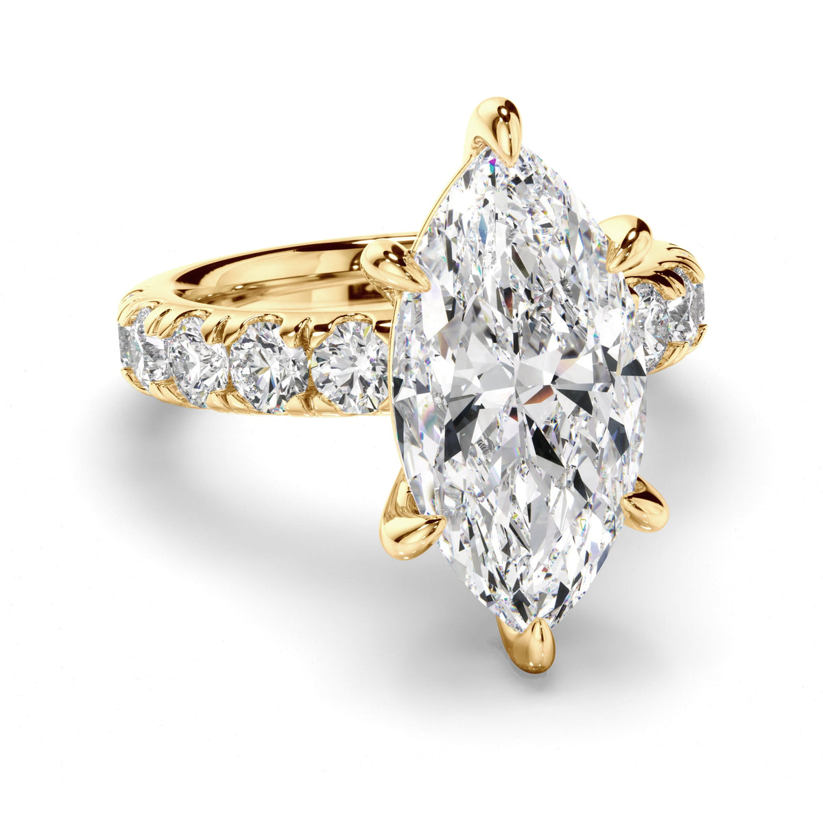 Marquise Cut Diamond Engagement Ring with Diamond Sides