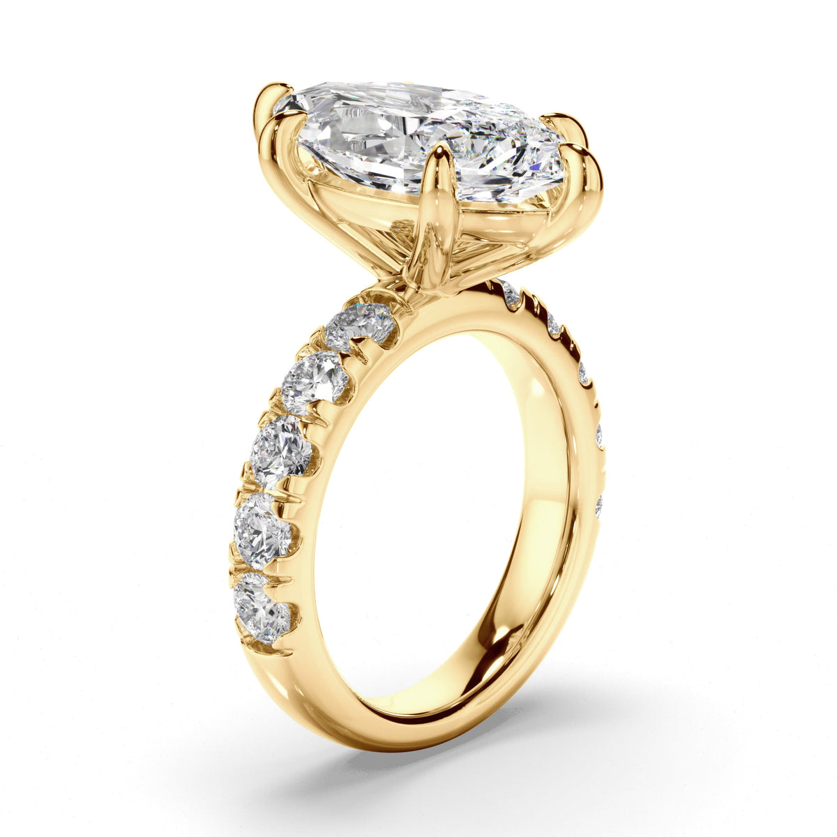 Marquise Cut Diamond Engagement Ring with Diamond Sides