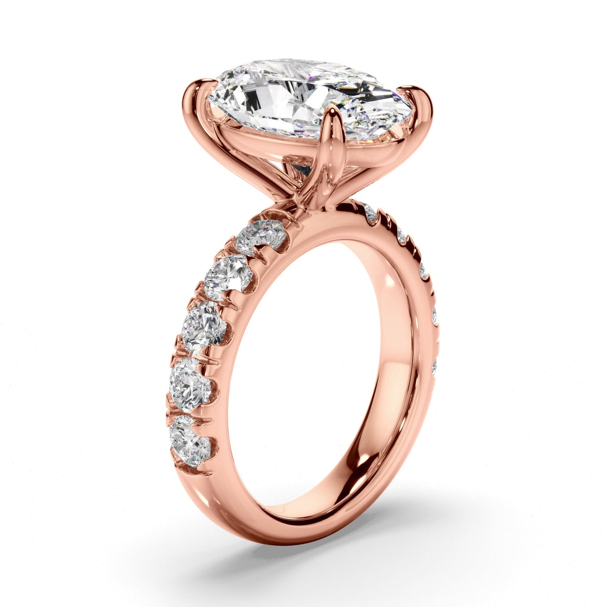 Oval Cut Diamond Engagement Ring with Diamond Sides