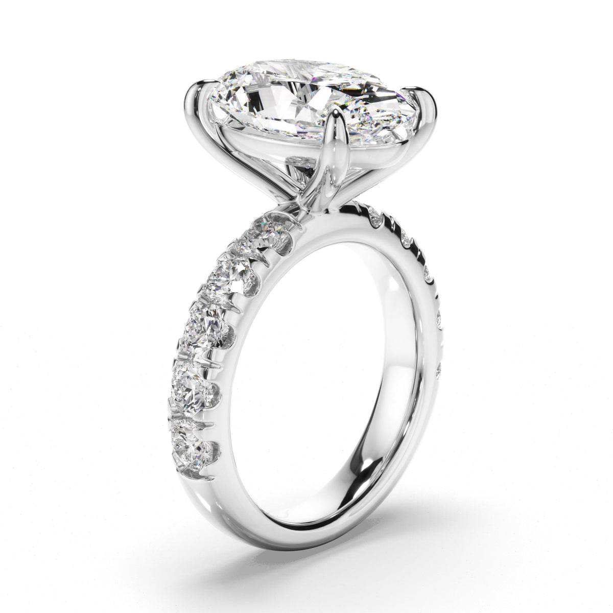 Oval Cut Diamond Engagement Ring with Diamond Sides