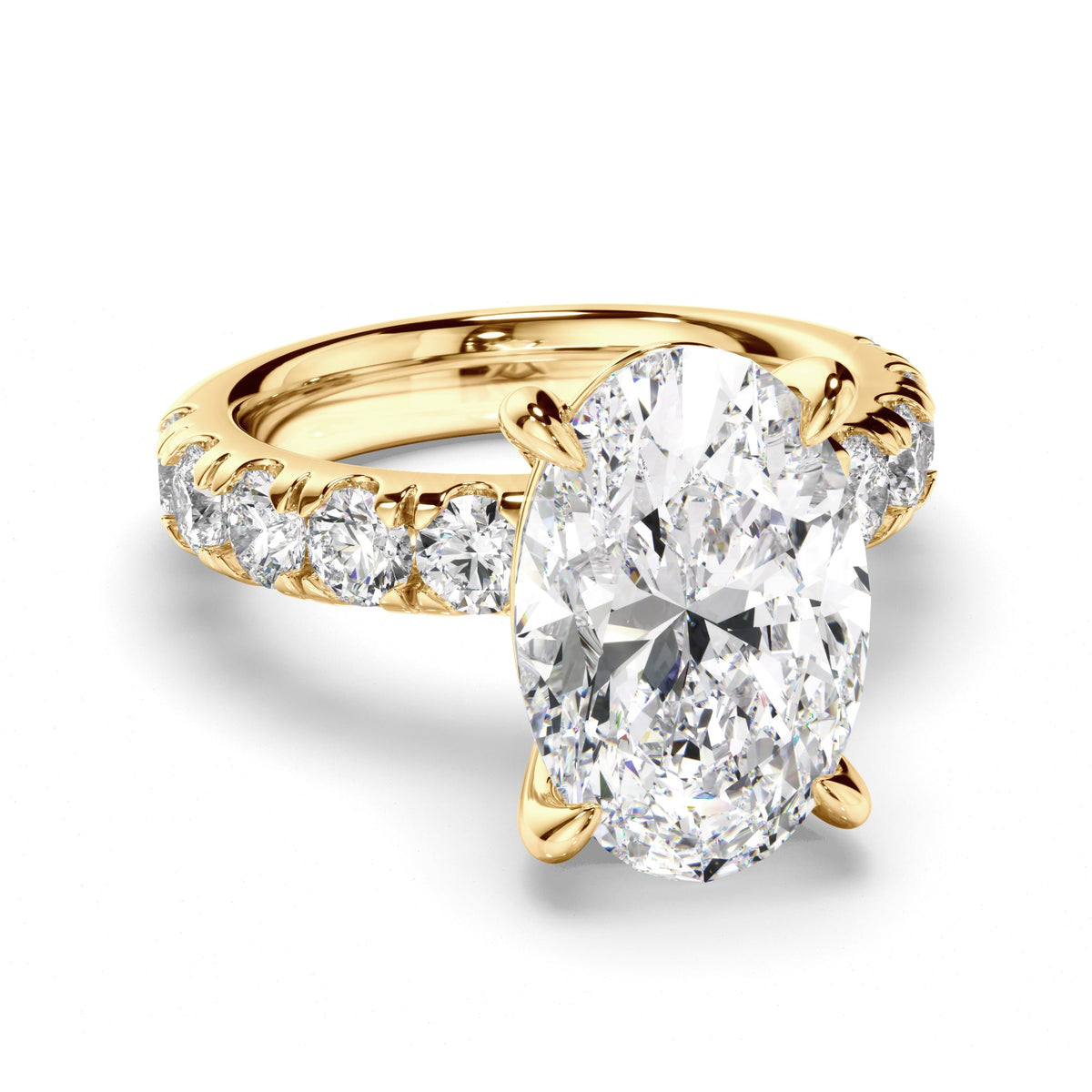 Oval Cut Diamond Engagement Ring with Diamond Sides