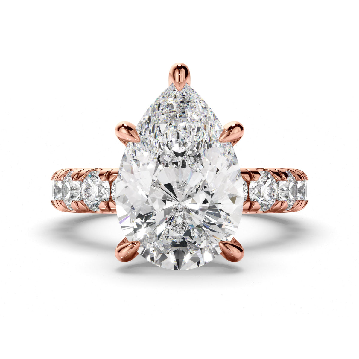 Pear Cut Diamond Engagement Ring with Diamond Sides