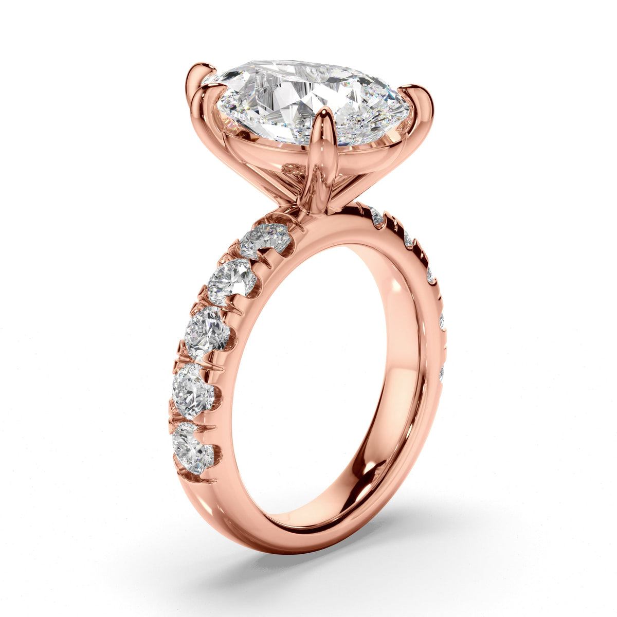 Pear Cut Diamond Engagement Ring with Diamond Sides