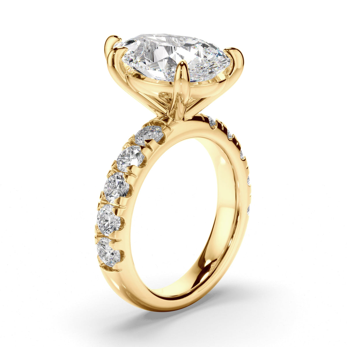 Pear Cut Diamond Engagement Ring with Diamond Sides