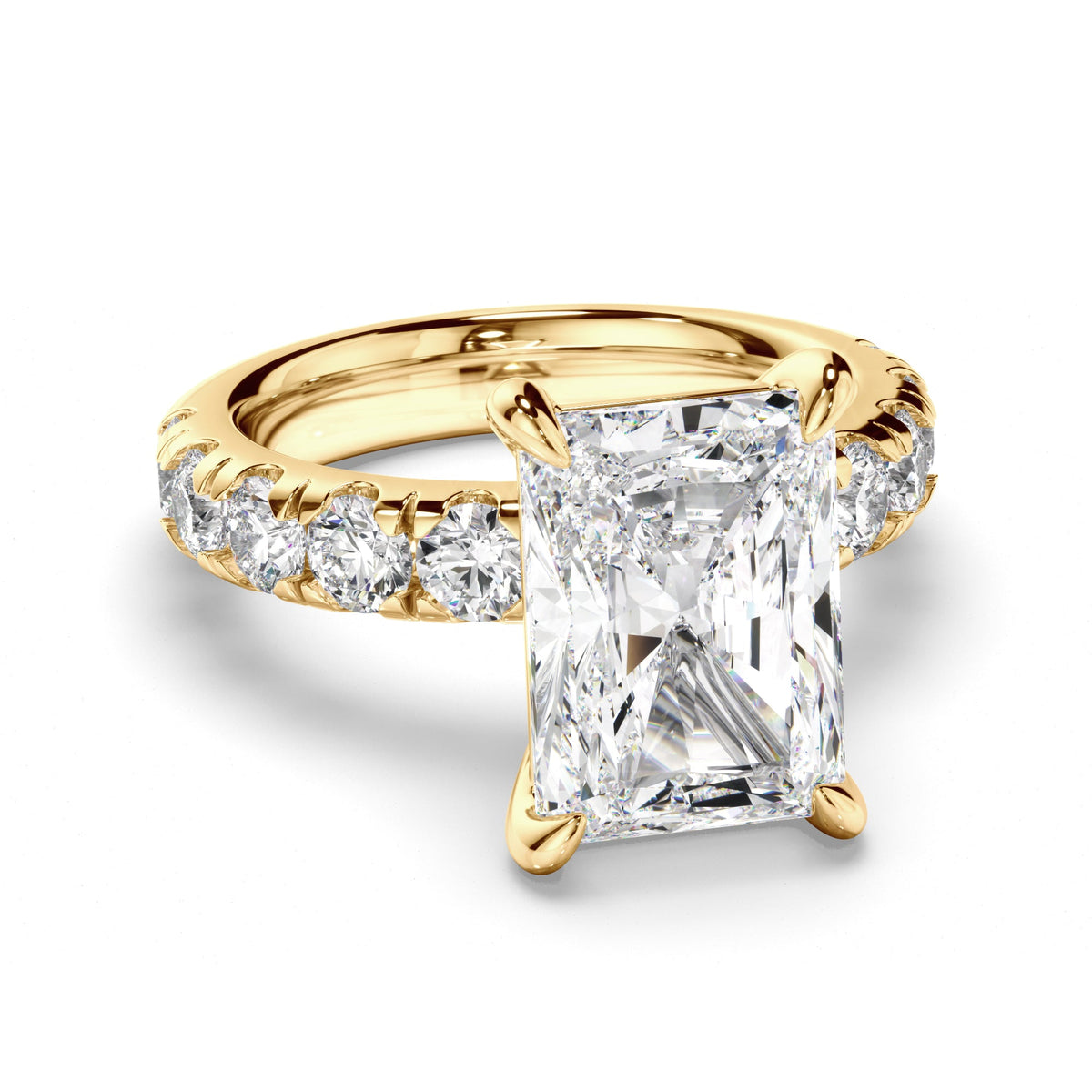Radiant Cut Diamond Engagement Ring with Diamond Sides