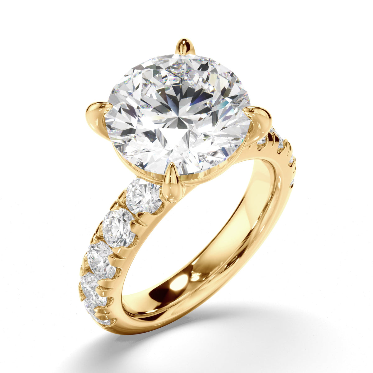 Round Brilliant Cut Diamond Engagement Ring with Diamond Sides