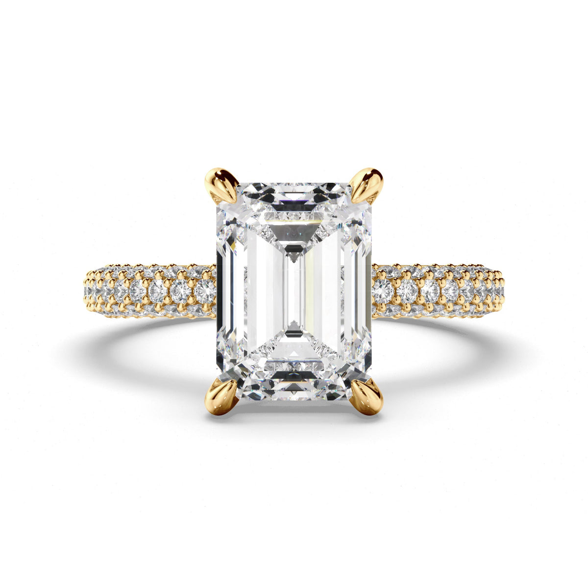 Emerald Cut Diamond Engagement Ring with Diamond Sides