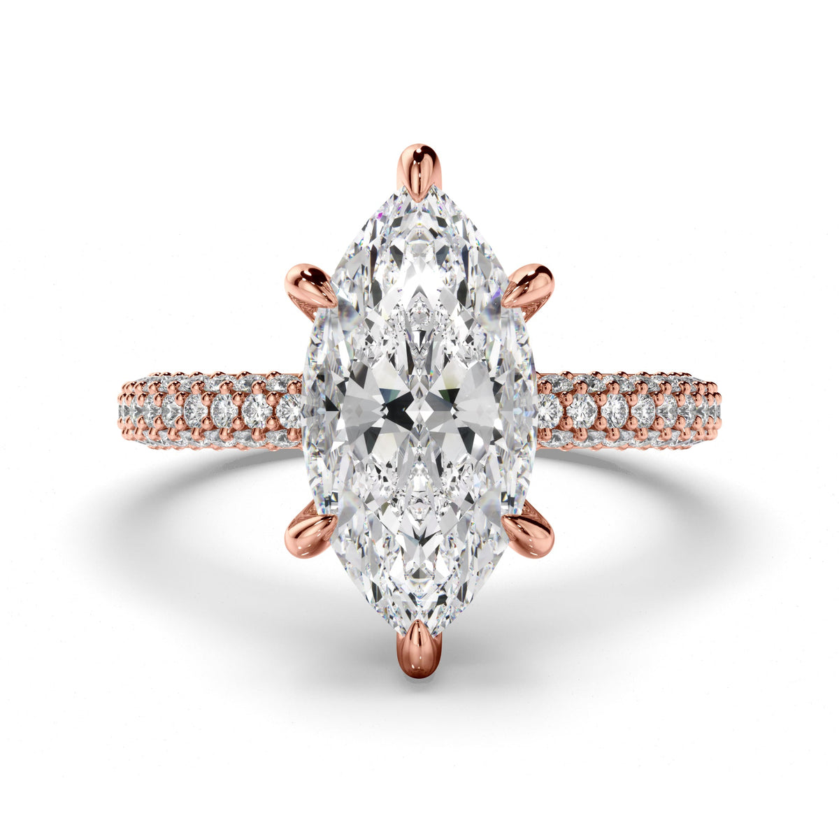 Marquise Cut Diamond Engagement Ring with Diamond Sides