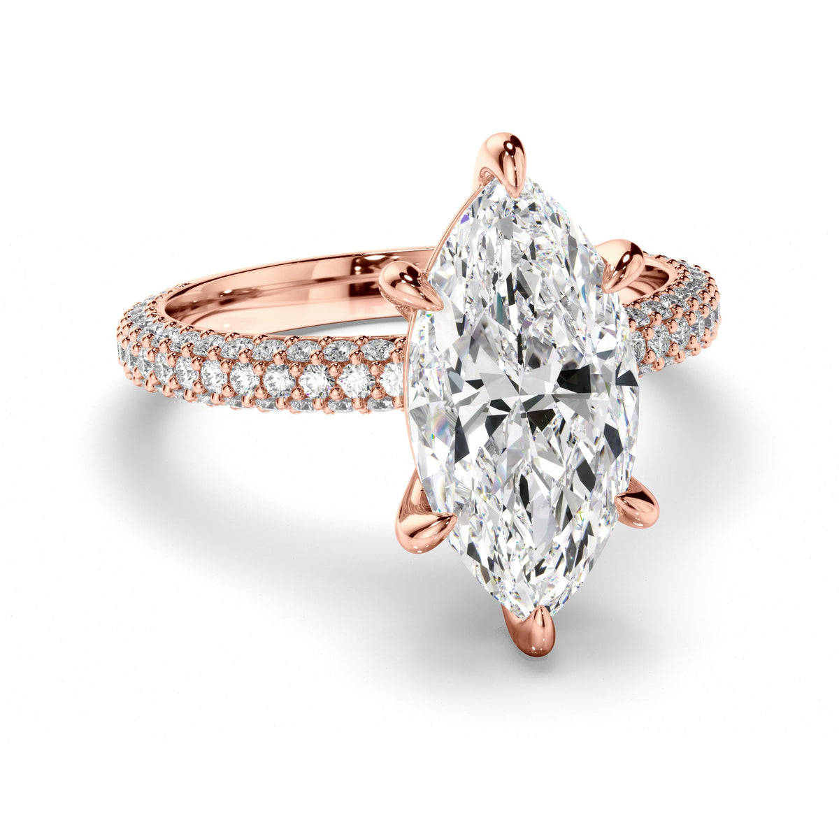 Marquise Cut Diamond Engagement Ring with Diamond Sides