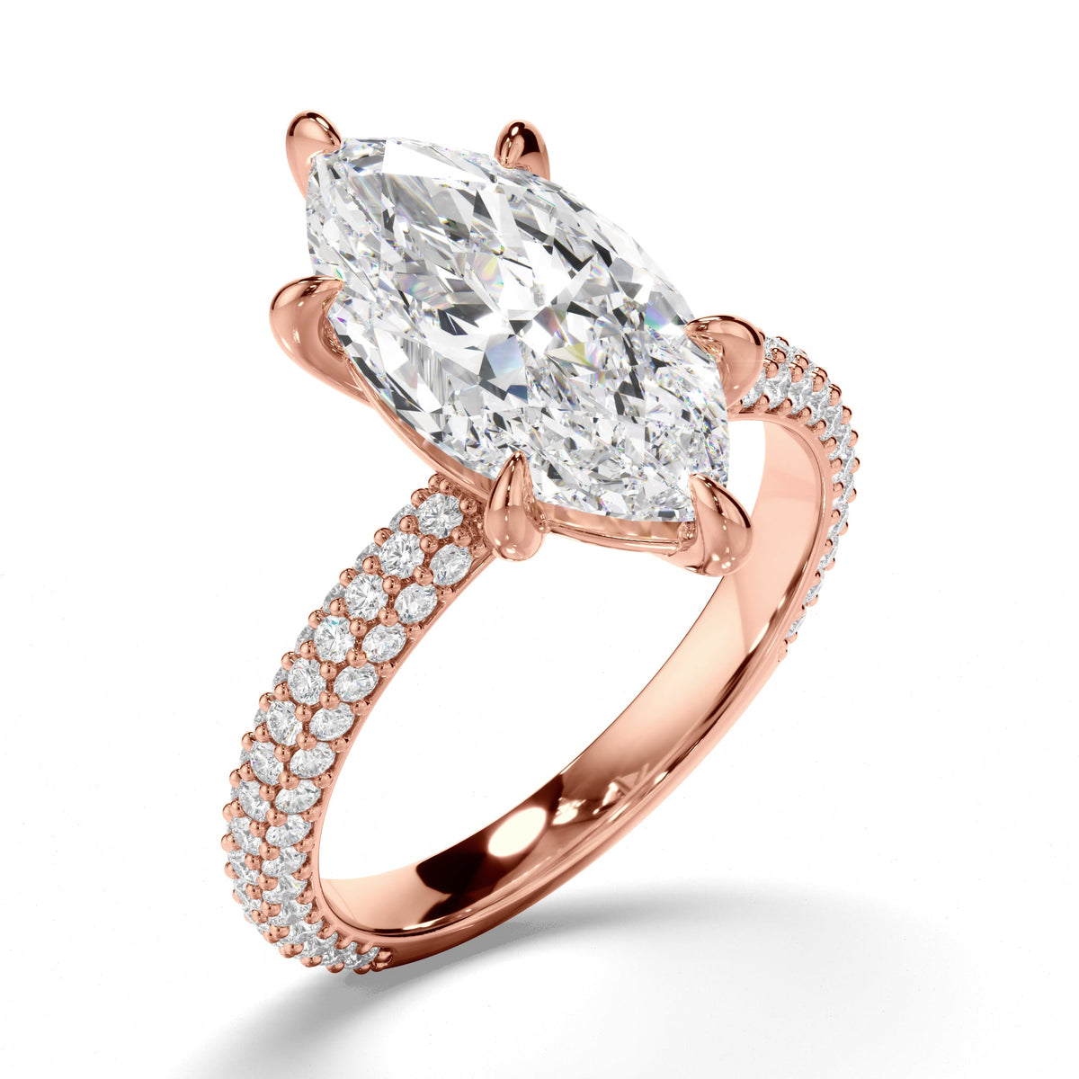 Marquise Cut Diamond Engagement Ring with Diamond Sides