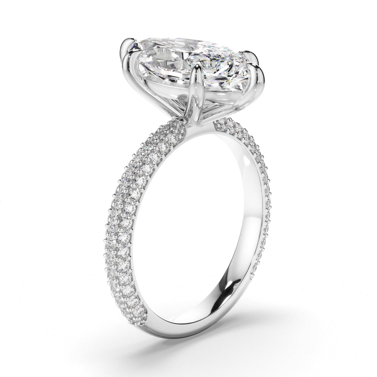 Marquise Cut Diamond Engagement Ring with Diamond Sides