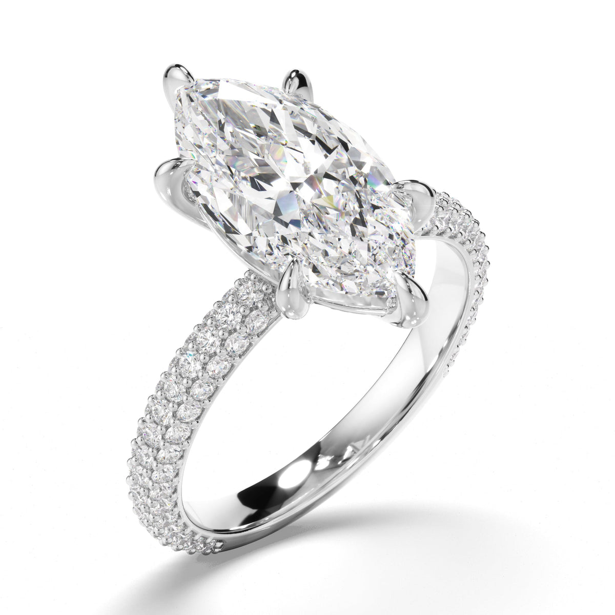 Marquise Cut Diamond Engagement Ring with Diamond Sides