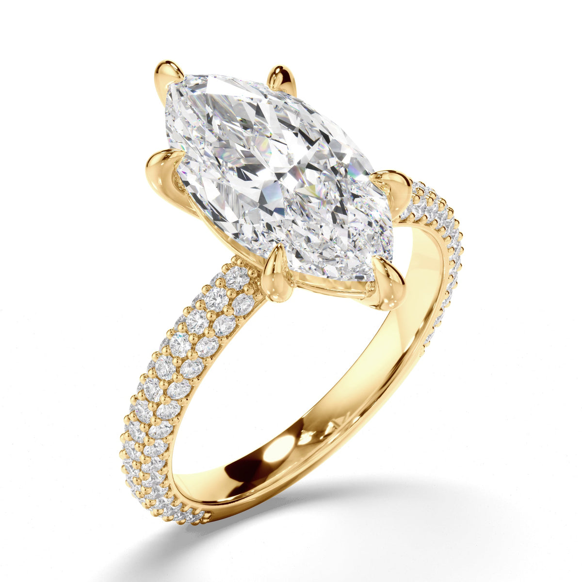 Marquise Cut Diamond Engagement Ring with Diamond Sides