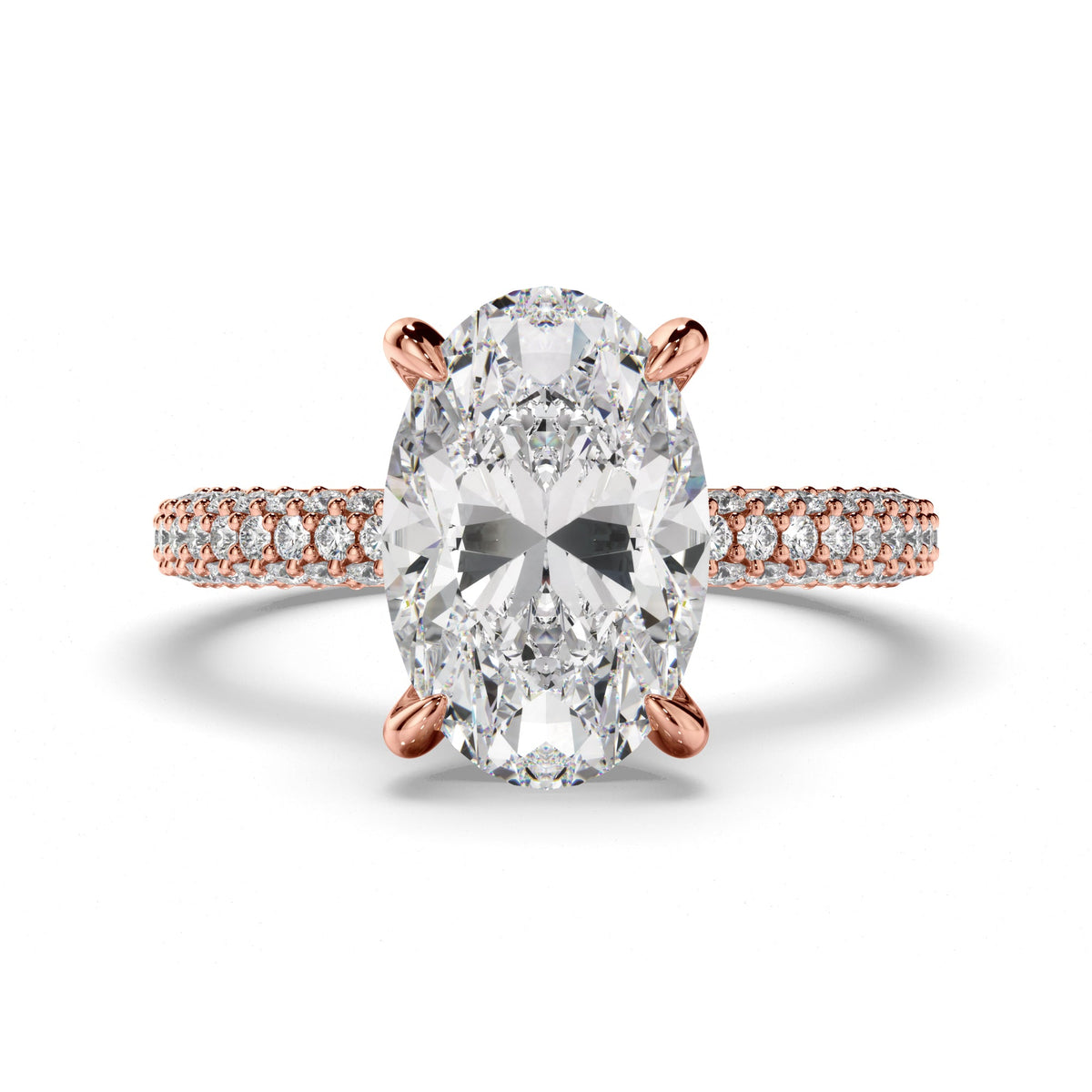 Oval Cut Diamond Engagement Ring with Diamond Sides