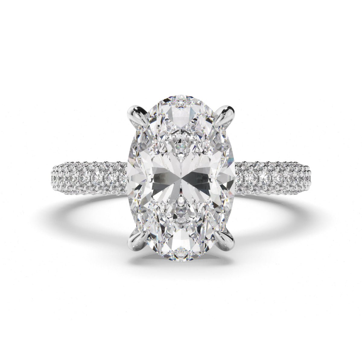 Oval Cut Diamond Engagement Ring with Diamond Sides
