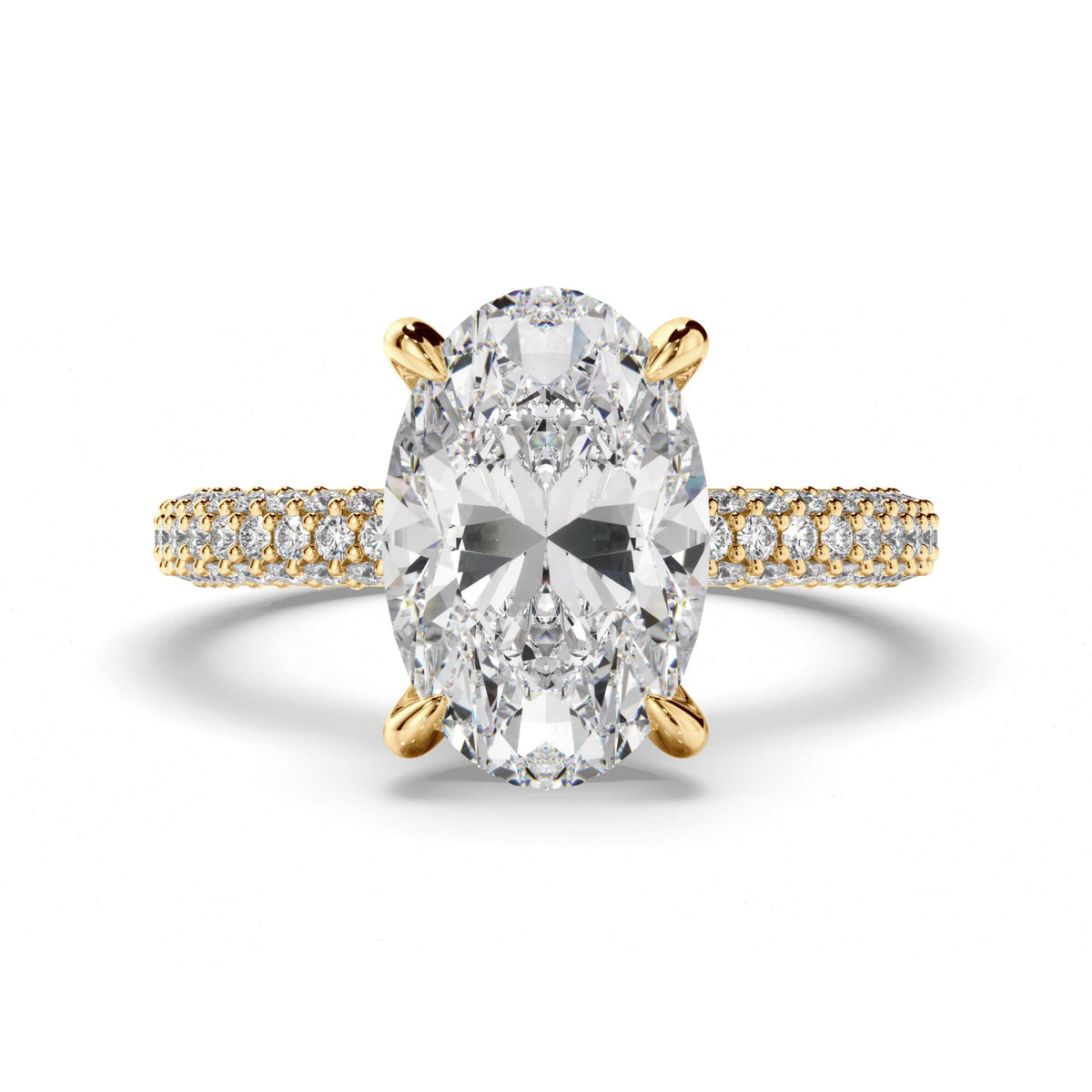 Oval Cut Diamond Engagement Ring with Diamond Sides