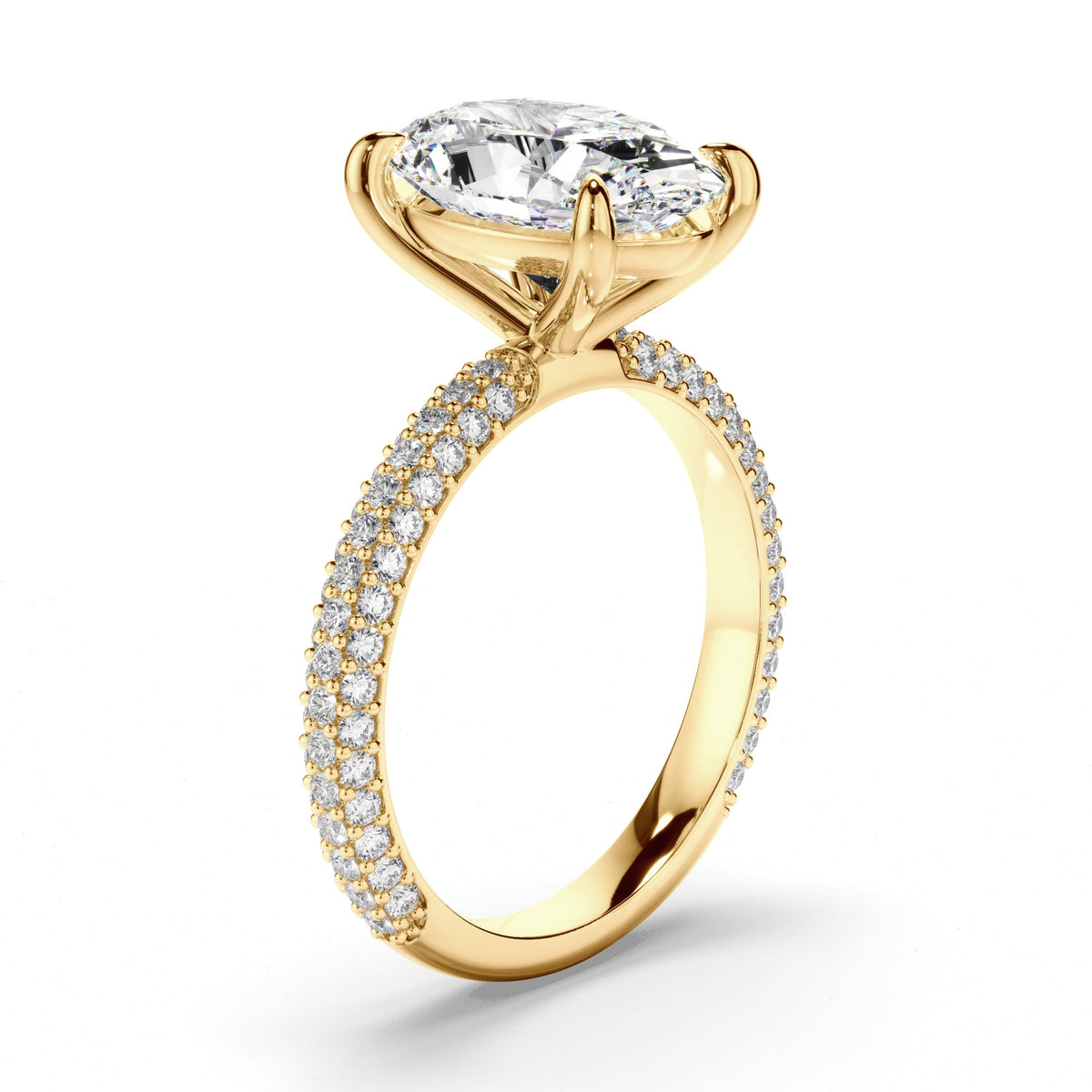 Oval Cut Diamond Engagement Ring with Diamond Sides