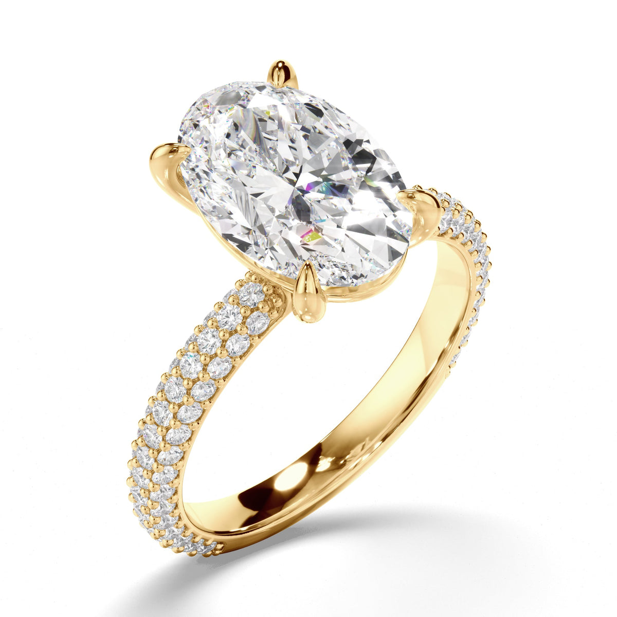 Oval Cut Diamond Engagement Ring with Diamond Sides