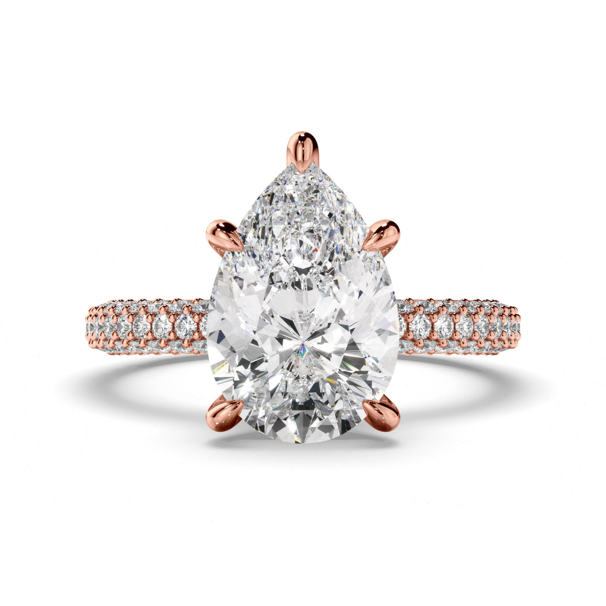 Pear Cut Diamond Engagement Ring with Diamond Sides
