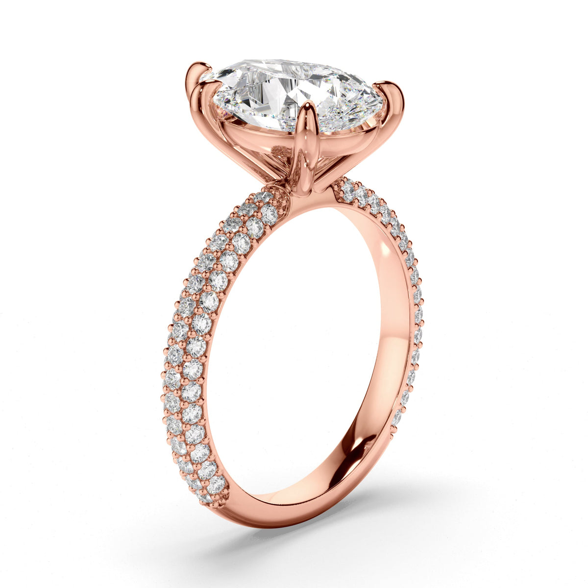 Pear Cut Diamond Engagement Ring with Diamond Sides