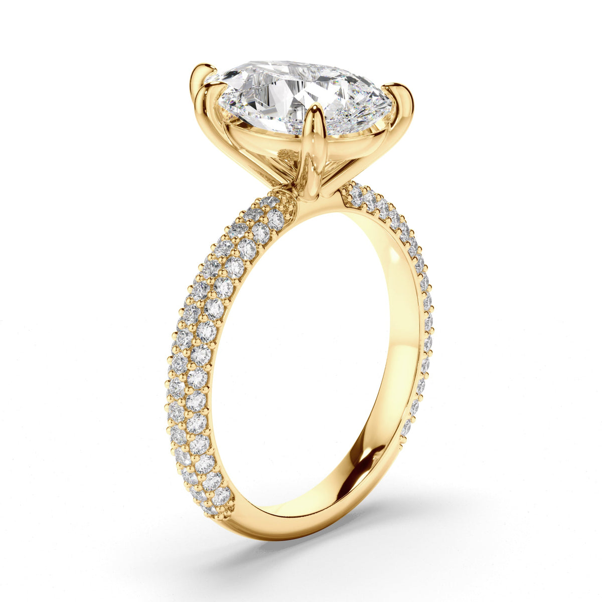 Pear Cut Diamond Engagement Ring with Diamond Sides