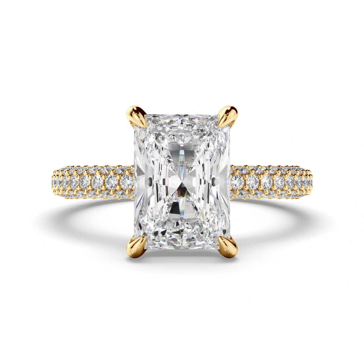 Radiant Cut Diamond Engagement Ring with Diamond Sides