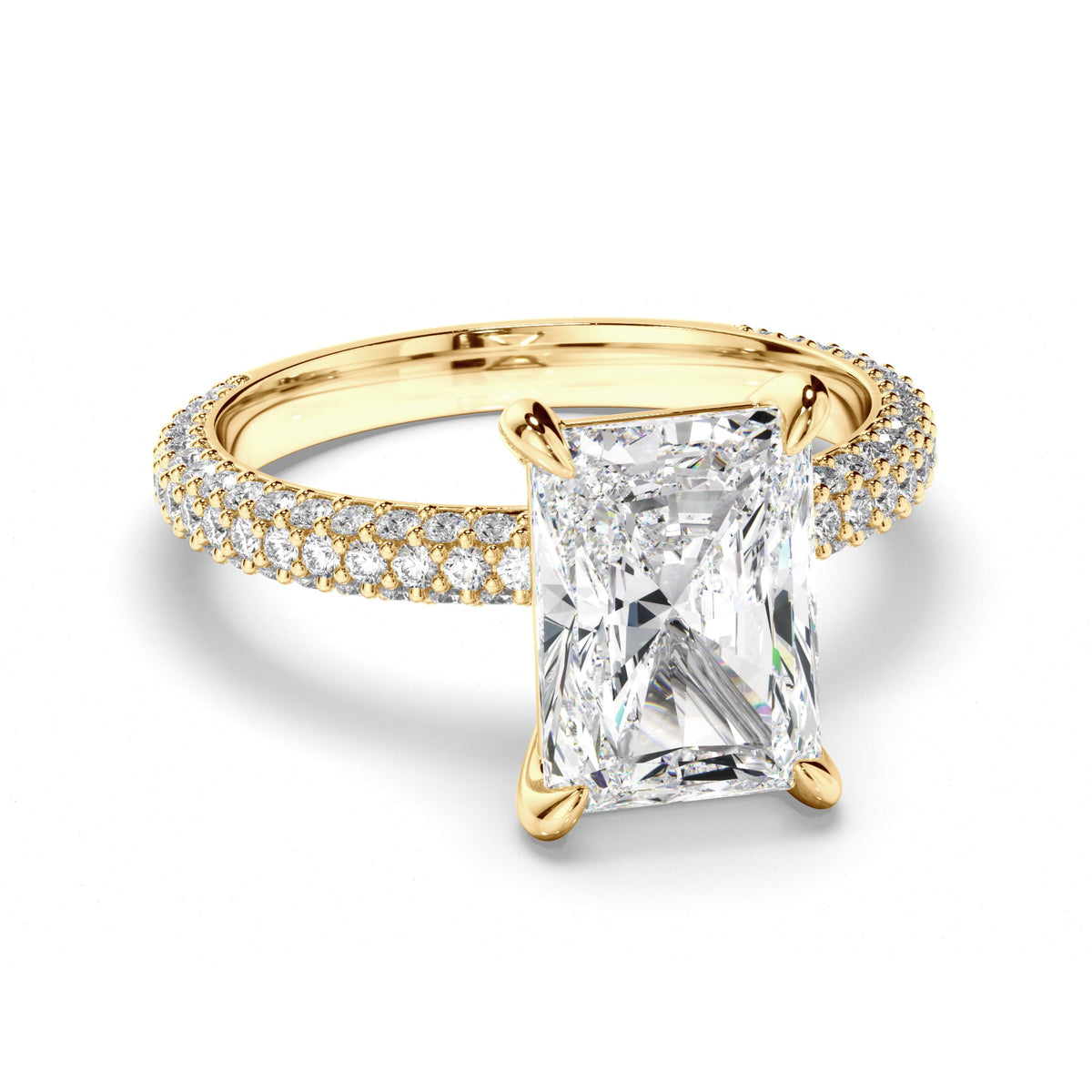 Radiant Cut Diamond Engagement Ring with Diamond Sides