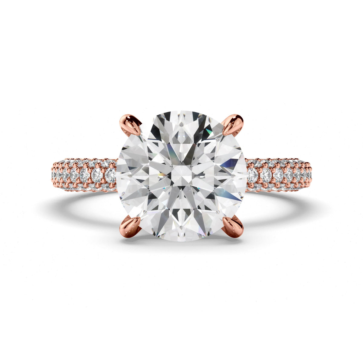 Round Brilliant Cut Diamond Engagement Ring with Diamond Sides