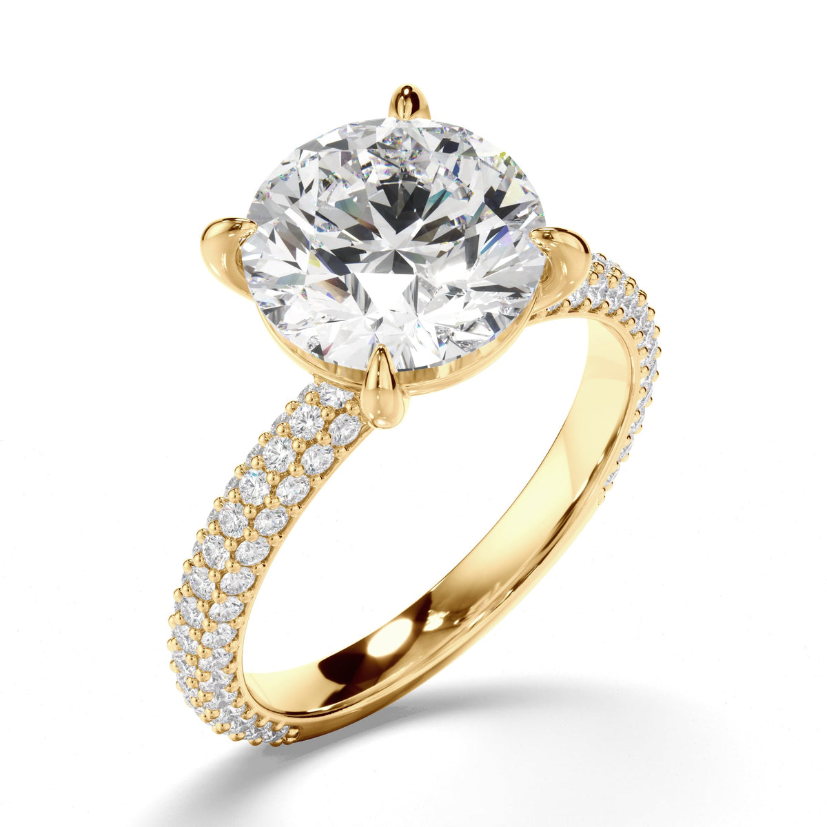 Round Brilliant Cut Diamond Engagement Ring with Diamond Sides