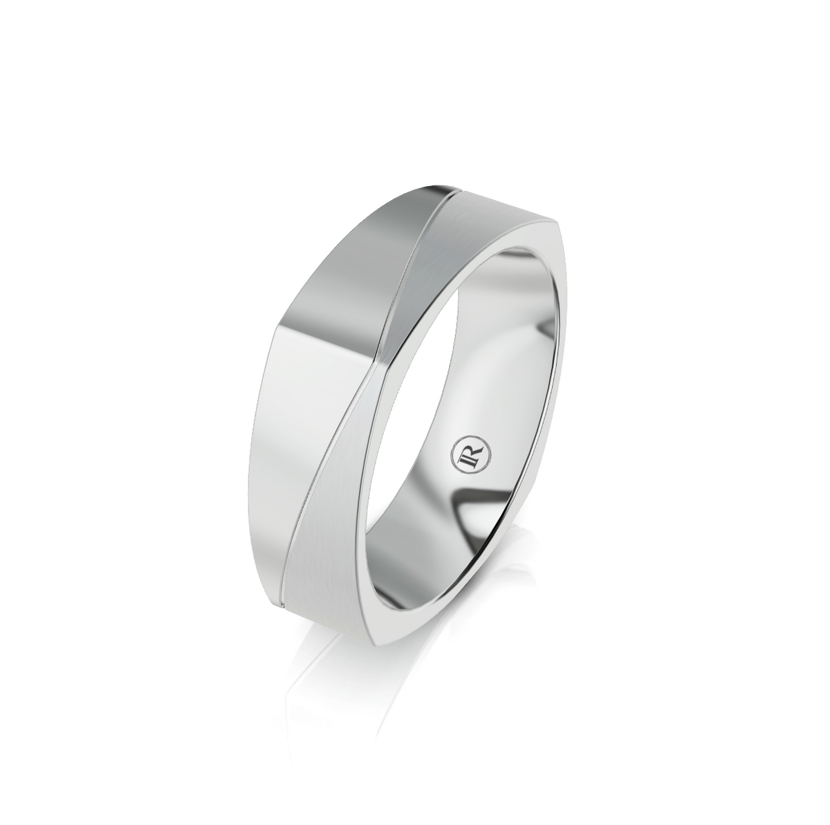 9ct White Gold Square Wedding Ring