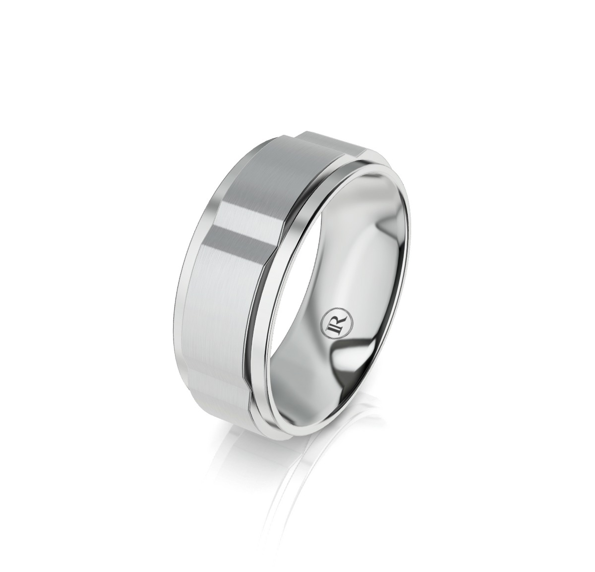 9ct White Gold Raised Detail Wedding Ring