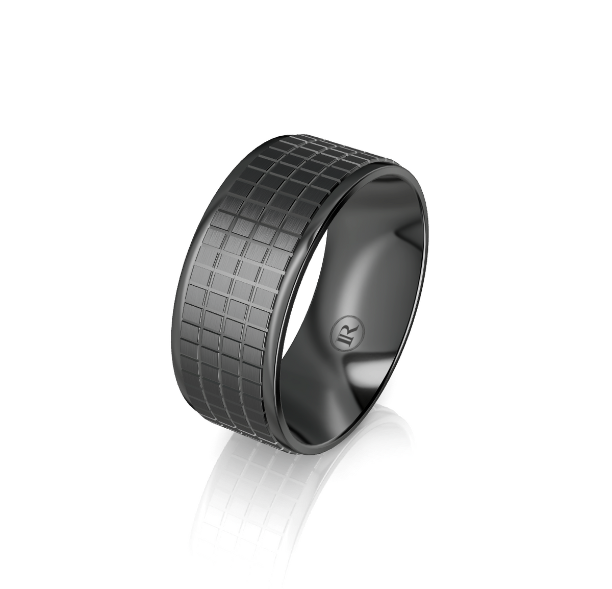 Zirconium Checker Detail Wedding Ring