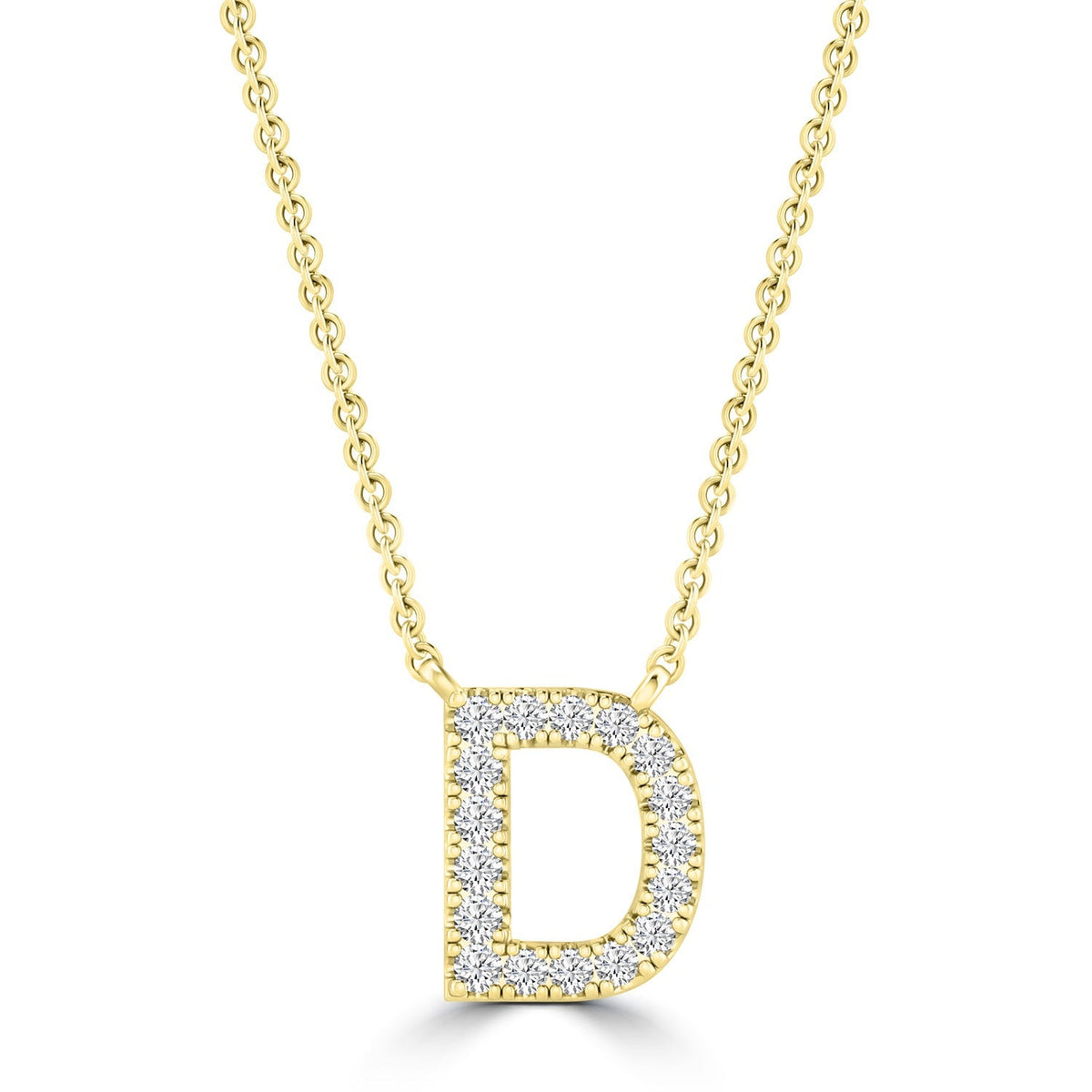 9ct Yellow Gold Diamond Initial 'D' Necklace