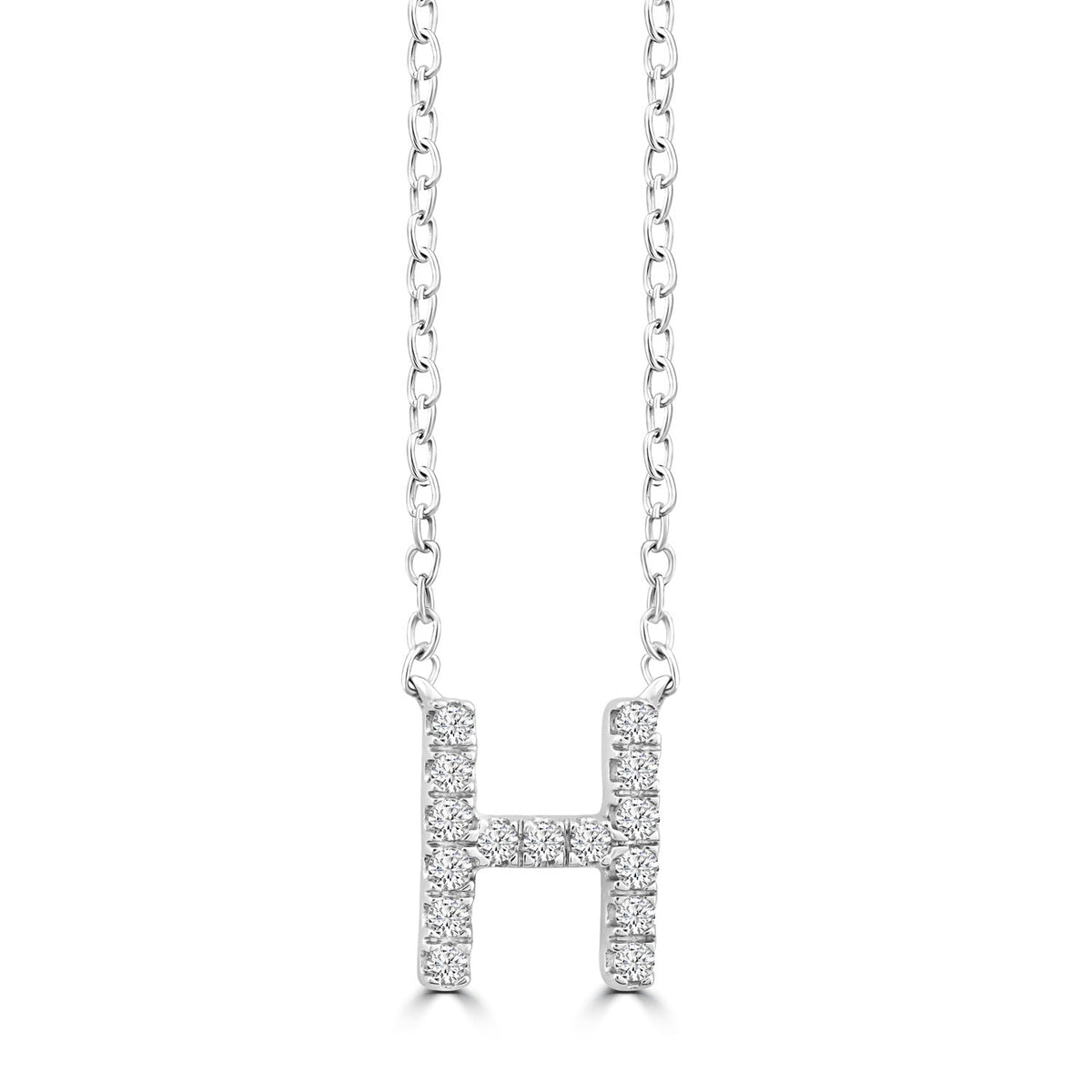9ct White Gold Diamond Initial 'H' Necklace