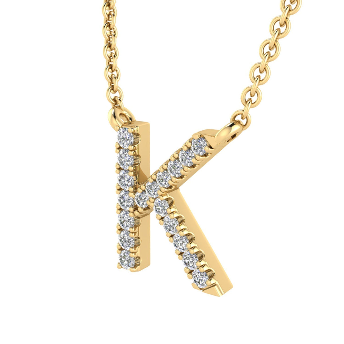 9ct Yellow Gold Diamond Initial 'K' Necklace