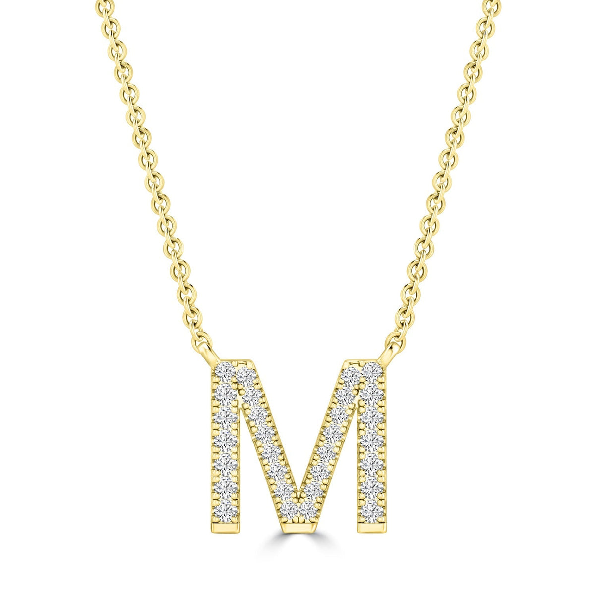 9ct Yellow Gold Diamond Initial 'M' Necklace