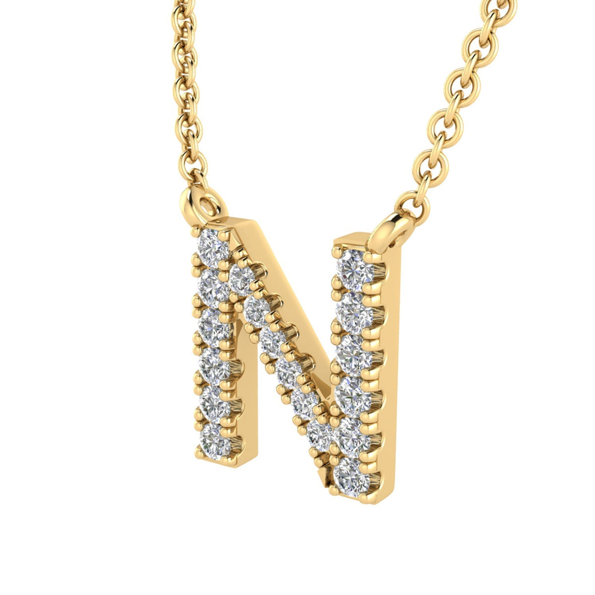 9ct Yellow Gold Diamond Initial 'N' Necklace
