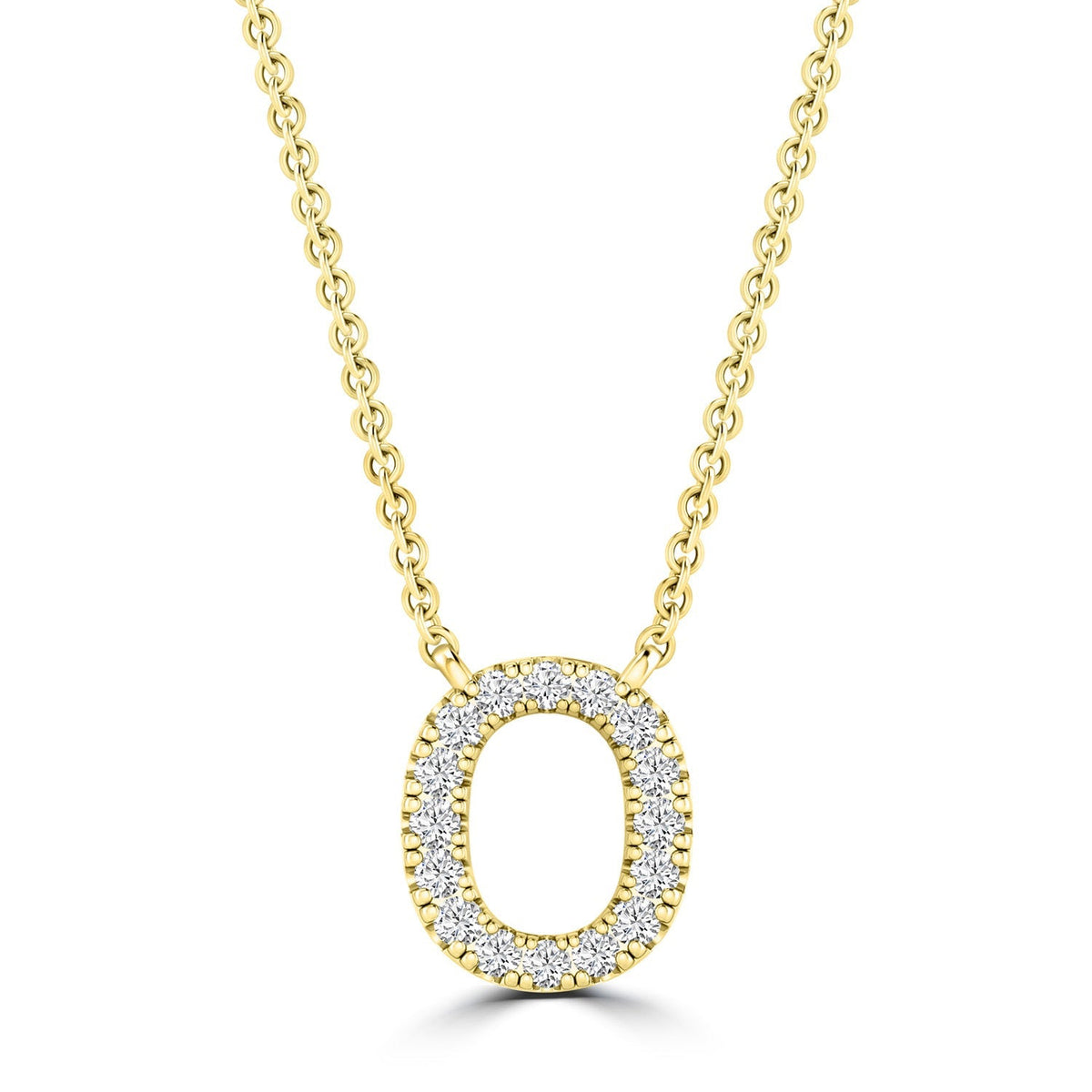 9ct Yellow Gold Diamond Initial 'O' Necklace