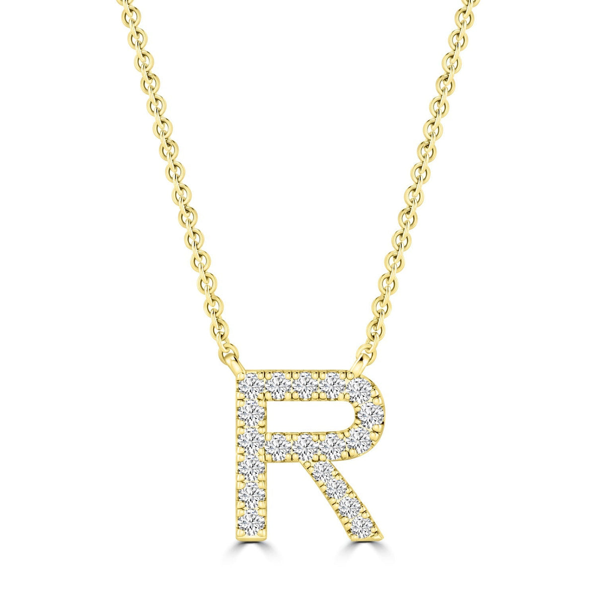 9ct Yellow Gold Diamond Initial 'R' Necklace