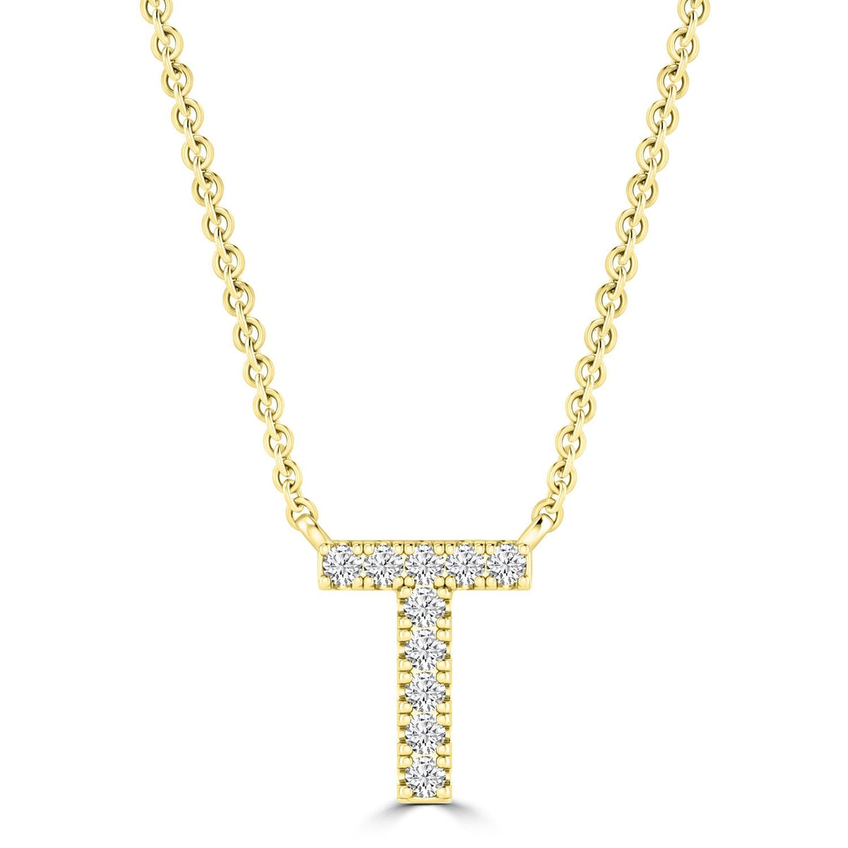9ct Yellow Gold Diamond Initial 'T' Necklace