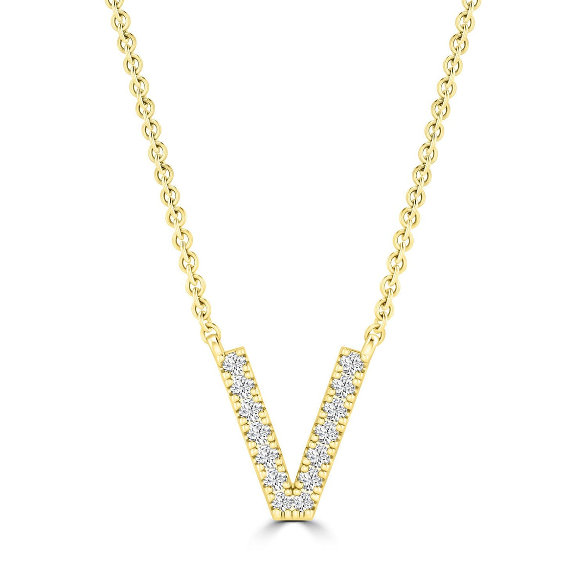 9ct Yellow Gold Diamond Initial 'V' Necklace