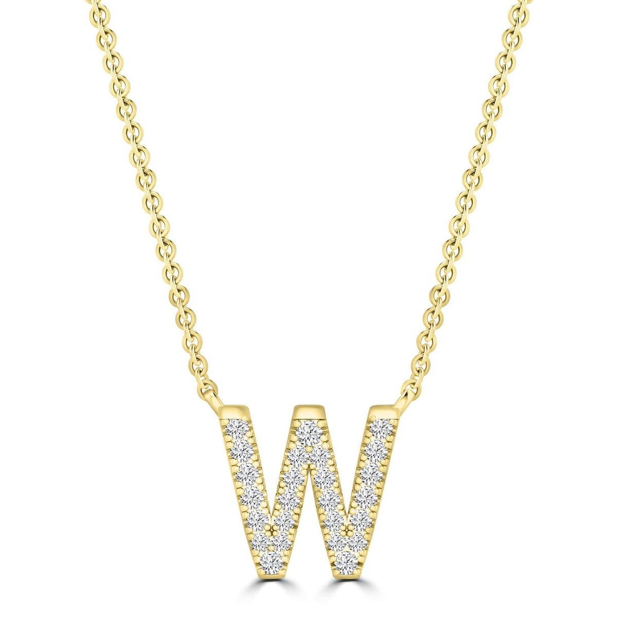 9ct Yellow Gold Diamond Initial 'W' Necklace