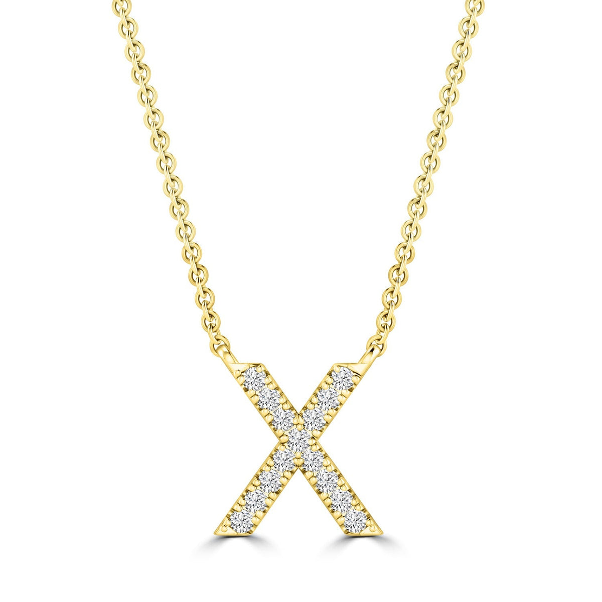 9ct Yellow Gold Diamond Initial 'X' Necklace