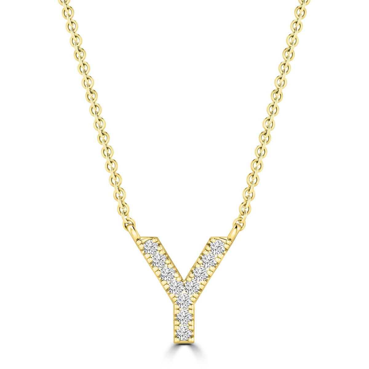 9ct Yellow Gold Diamond Initial 'Y' Necklace