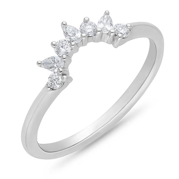 Pear & round diamond curved wedding ring