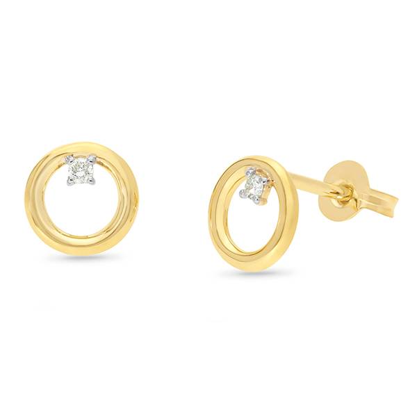 Petite diamond circle gold earring