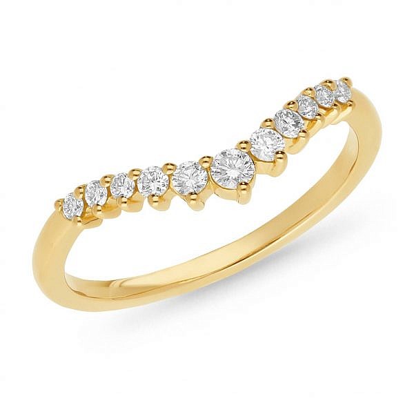Brilliant cut diamond curved wedding ring